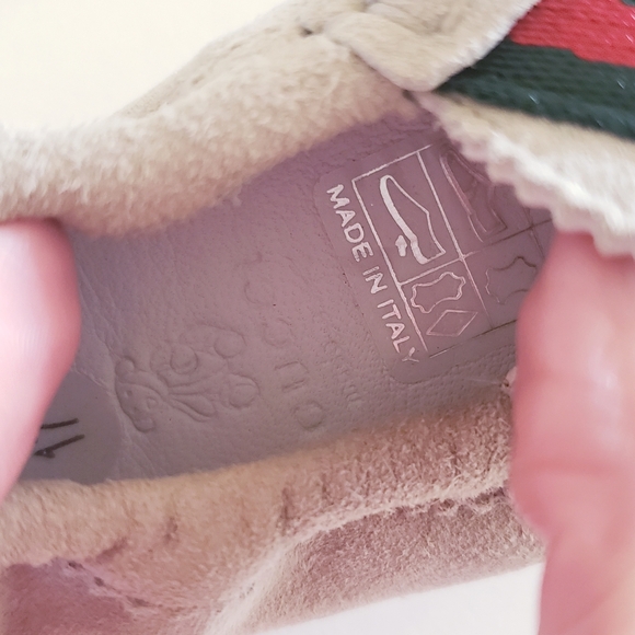 GUCCI  Leather Upper & Rubber Sole Kid Loto/NS Nylon Oatmeal Loafers- size 17 - Picture 7 of 11